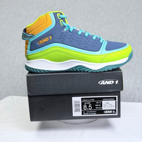 And1 Other - AND1 Pulse 2.0 TPR Mens Basketball Shoes Dark Green Multi AD90200MGZ Size 8.5